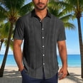 thumbnail image 2 of KeShDi Summer Mens Tee Shirts Button down Men's Casual Shirt Short Sleeve Vintage Bowling Shirt Cuba Beach Summer Shirts Button Up Shirt Black 4X, 2 of 6
