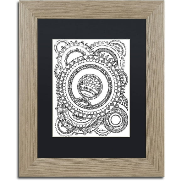 Trademark Fine Art "Circles 1" Canvas Art by KCDoodleArt Black Matte, Birch Frame