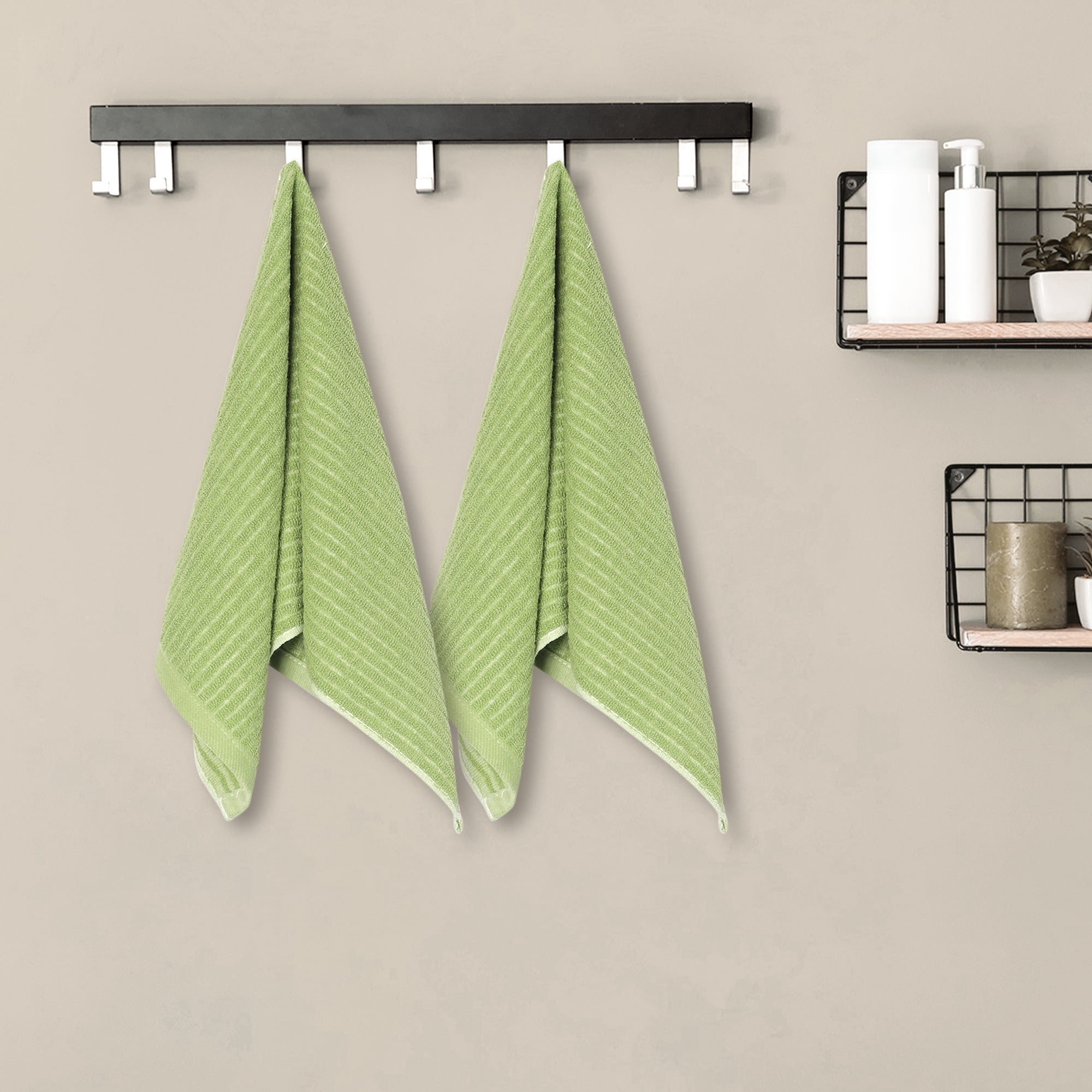 Unique Bargains 4 Pcs Hand Towels Absorbent Towel Green 13" x 29"
