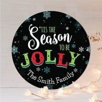 Personalized Tis The Season To Be Jolly Round Tin Sign