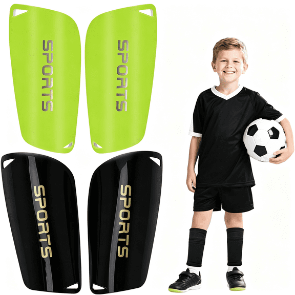BESTSKY Kids Soccer Shin Guards 2 Pairs Slip-in Youth Shin Pads, for Boys Girls Lightweight PP Soccer Protective Gear