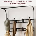 thumbnail image 5 of Coat Rack Shoe Bench, Multifunctional 3-in-1 Iron Rack with Shoe Rack, 3 Layers Storage Rack and 8 Double Hooks, for Stable Storage Solution in Hallway, Entrance or Living Room, Brown, 5 of 7