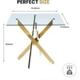 thumbnail image 2 of 36'' Square Dining Table for 2-4, X-Shape Metal Legs, Glass Tea Table Square Gold Kitchen Table for Small Space, 2 of 14