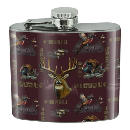 Wild Game Hunting Deer Elk Geese Pheasant Stainless Steel 5oz Hip Drink Kidney (Best Pheasant Hunting Gear)