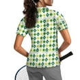 thumbnail image 2 of COEQINE Women Short Sleeve Golf Shirts for St. Patrick's Day Moisture Wicking Soft Golf Polo Tops V Neck 1/4 Zip Tennis Activewear Shamrock Horseshoe Glass Plaid Print Sportswear, S, 2 of 7