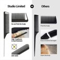 thumbnail image 2 of Professional Rat Tail Comb Set 6 Pcs AntiStatic Carbon Fiber Pin Tail with Stainless Steel Tips, 2 of 4