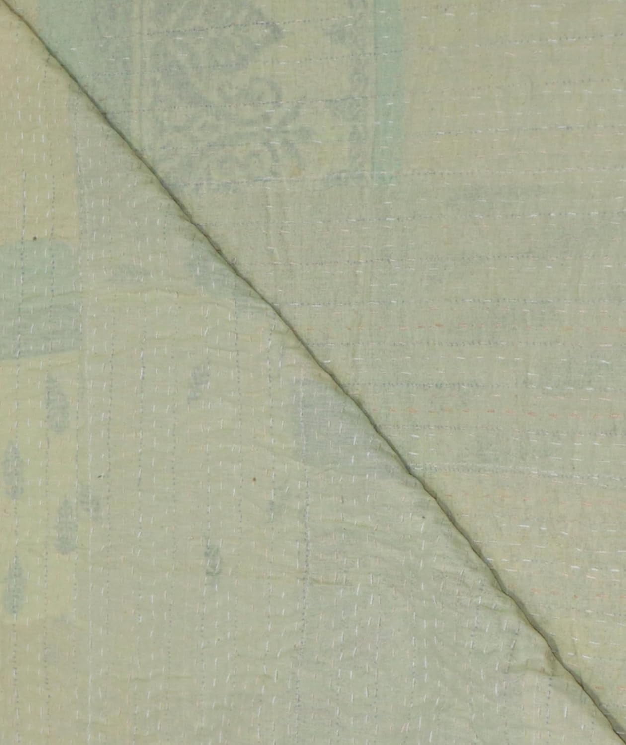 Trademoon Indian Handmade Cotton Kantha Quilt, Village Gudri , Bedspread , Blanket Size ( Double 90" x 108")