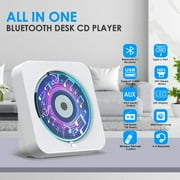 Qoosea CD Player with Speakers Bluetooth Desktop CD Players for Home Radio CD Player with Remote Control HiFi Speakers Dust Cover LED Screen Timer Supports AUX USB TF Card Playback