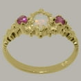 thumbnail image 3 of LBG British Made 9k Yellow Gold Womens Ring Natural Opal & Pink Tourmaline Anniversary Ring - 33 size options - Size 7.5, 3 of 9