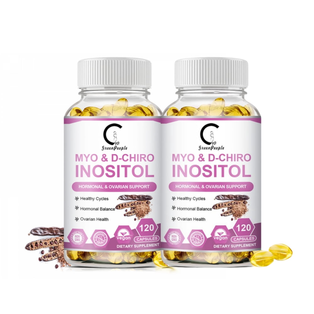 (2 Pack)Myo-Inositol & D-Chiro Inositol - Most Beneficial 40:1 Ratio -Hormonal Balance & Healthy Ovarian Function Support for Women - 240 Capsules