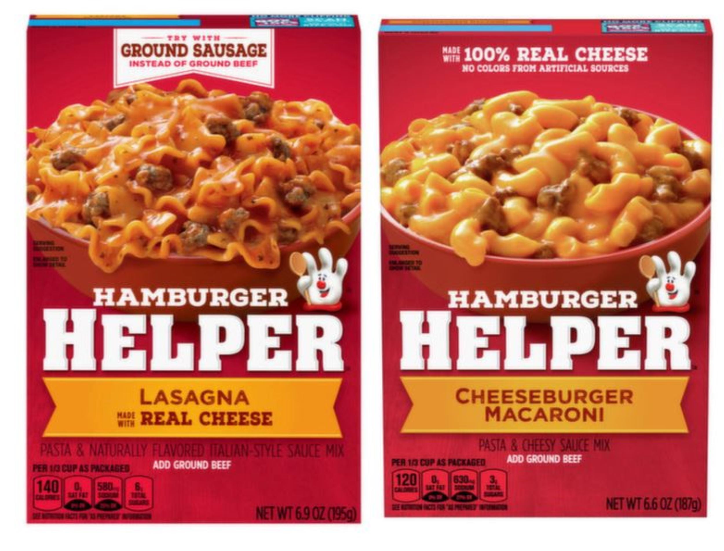 Hamburger Helper, Cheeseburger Macaroni and Lasagna Real Cheese Variety Pack, 5.2 oz Box
