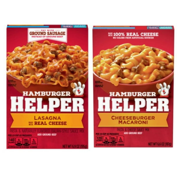 Hamburger Helper, Cheeseburger Macaroni and Lasagna Real Cheese Variety