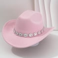 thumbnail image 2 of Western Cowboy Hat for Men and Women with Metal Drops Gemstone Net Design Chain - Accessory for Parties and Fashion Events, 2 of 3