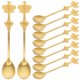 thumbnail image 1 of 10 cucharas de acero inoxidable con forma de corona y mango largo Minicucharas de metal para postres, té, helados y café, 1 of 8