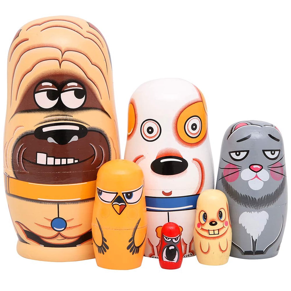 Windfall Russian Nesting Dolls for Kids, Stacking Wooden Handmade  Matryoshka Dolls, 6 Piece Cute Cartoon Dog Pattern, Great Toy Gift for  Girls Boys' Birthday or Home Decoration 