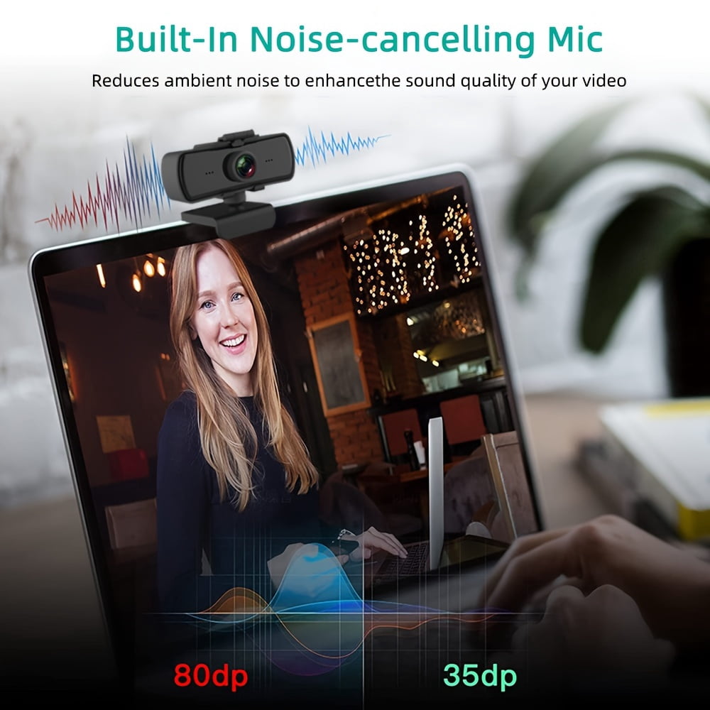 1080P/2K Webcam with Full HD, Built-in Digital Microphone, Plug and Play for Video Conferencing, Online Courses & Live Streaming