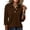 Brown-#001, variant on Dweltoz Women’s Waffle Knit Polo Shirt 3/4 Sleeve Collared V Neck with Half Button Placket Relaxed Fit Top,Blue 2XL