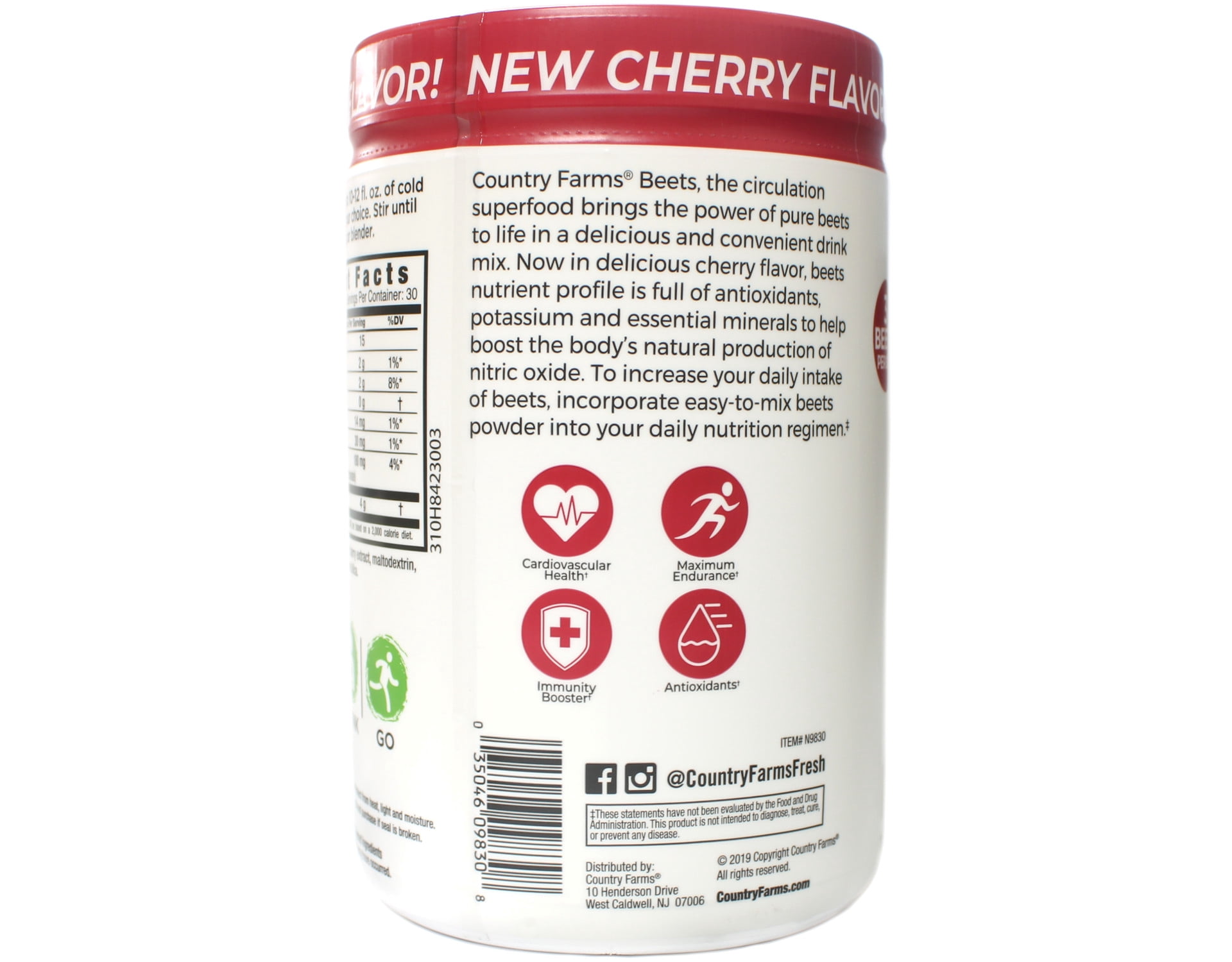 Country Farms Bountiful Powder Beets Extract, Natural Flavor, 10.6oz 4-Pack