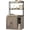 Light gray, variant on 55 Inch Cat Litter Box Enclosure Furniture with Storage Shelves and Charging Ports, Wooden Cat House for Living Room Entryway Use, Rustic Brown