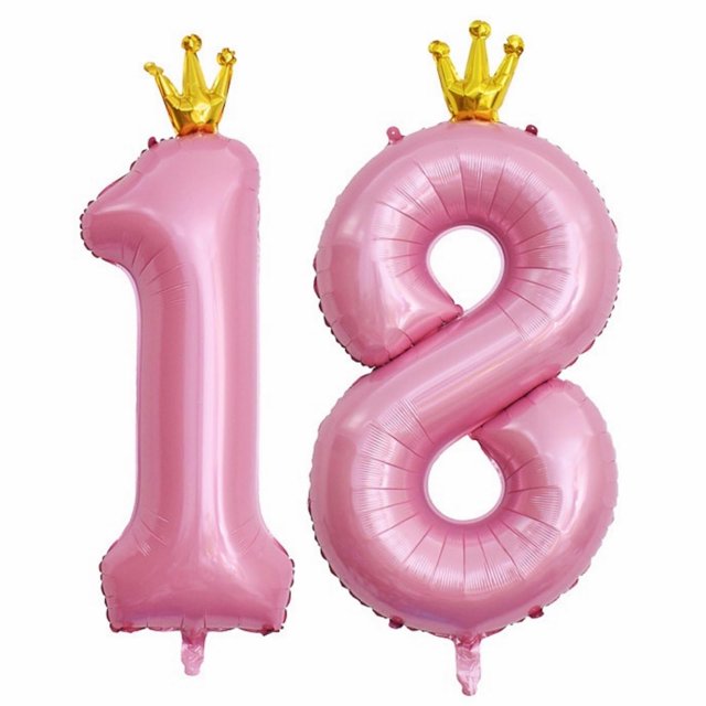 Globos JinminTrade con el número 18, rosas, 40 cm, para niñas que cumplen 18 años