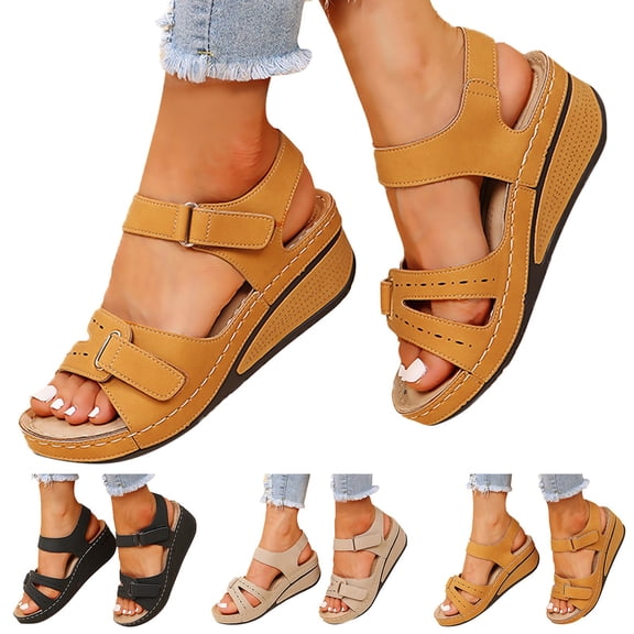 Modisza Summer Flat Sandals for Women Dressy Comfortable Open Toe Slide Sandals Ladies Strappy Rubber Sole Outdoor Walking Shoes Black 6.5