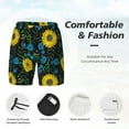 thumbnail image 6 of Picia Sunflowers And Blue Flower pattern Mens Swim Trunks with Compression Liner Stretch Beach Shorts Quick Dry with Zipper Pockets No-Chafing Board Shorts-Small, 6 of 9