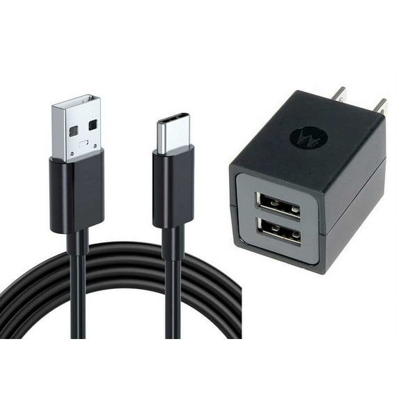 Home Wall Charger for T-Mobile REVVL Tab - 6ft Long USB-C Cable 2-Port Power Adapter Wire Charging Cord AC Plug for T-Mobile REVVL Tab