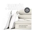 thumbnail image 2 of REAL TEXTIL Set de Edredón Duvet con Fundas de Almohada y Juego de Sábanas, Ideal para Cualquier Temporada (Blanco- Beige, doble), 2 of 7