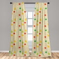 thumbnail image 5 of Ambesonne Fruits Curtains, Colorful Pears Apples Art, Pair of 28"x63", Vermilion and Fern Green, 5 of 5