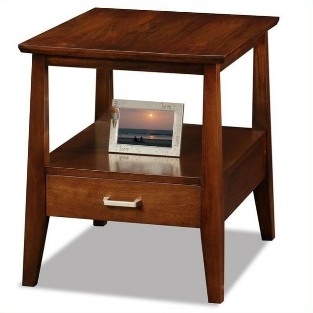 Leick Table d'Extrémité en Bois Massif de Rangement Delton avec Tiroir en Sienne