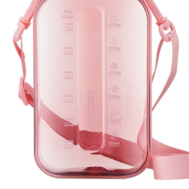 Botella de agua de 750 ML, taza portátil transparente a prueba de fugas, vasos de verano (rosa) Wdftyju Para Estrenar
