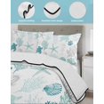 thumbnail image 4 of Quilts Twin Size Bedding Set, Turquoise Coastal Lightweight Quilted Comforter, Nautical Summer Beach Coral Sea Turtle Soft Reversible Bedspread Coverlet with Pillow Covers for All Season, 68" x 86", 4 of 7