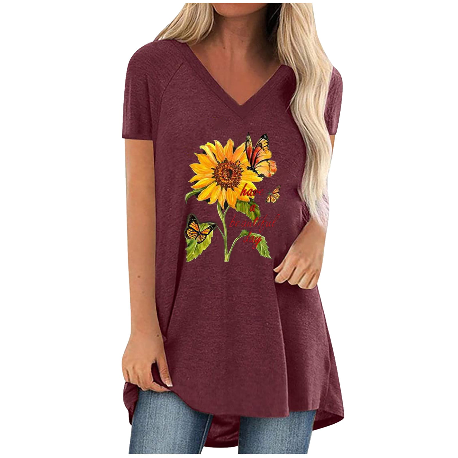 Western Shirts Country Graphic Short Sleeve Beach Tops for Women 2022  Casual Tee V Neck Vintage Summer T Shirt - Walmart.com