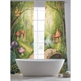 thumbnail image 5 of Sheer Curtains 84 Inches Long 2 Panels, Vintage Mushroom Cottage Forest Rod Pocket Curtain Voile Draperies, Fairy Tale World Light Filtering Window Treatment for Living Room Kitchen Bedroom, 5 of 8