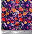 thumbnail image 1 of Soimoi Georgette Viscose Fabric Flower & Leaves Watercolor Printed Fabric 1 Yard 42 Inch Wide, 1 of 1