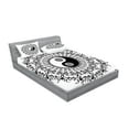 thumbnail image 2 of Ambesonne Japanese Fitted Sheet & Pillow Sham Set, Mandala Vintage Boho, Full, Black White, 2 of 2
