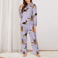 thumbnail image 2 of Kdxio German Shepherd Dog Print Womens Pajamas Set Button Down 2 Piece Pjs Long Sleeve Oversized Sleepwear with Pockets-Small, 2 of 7