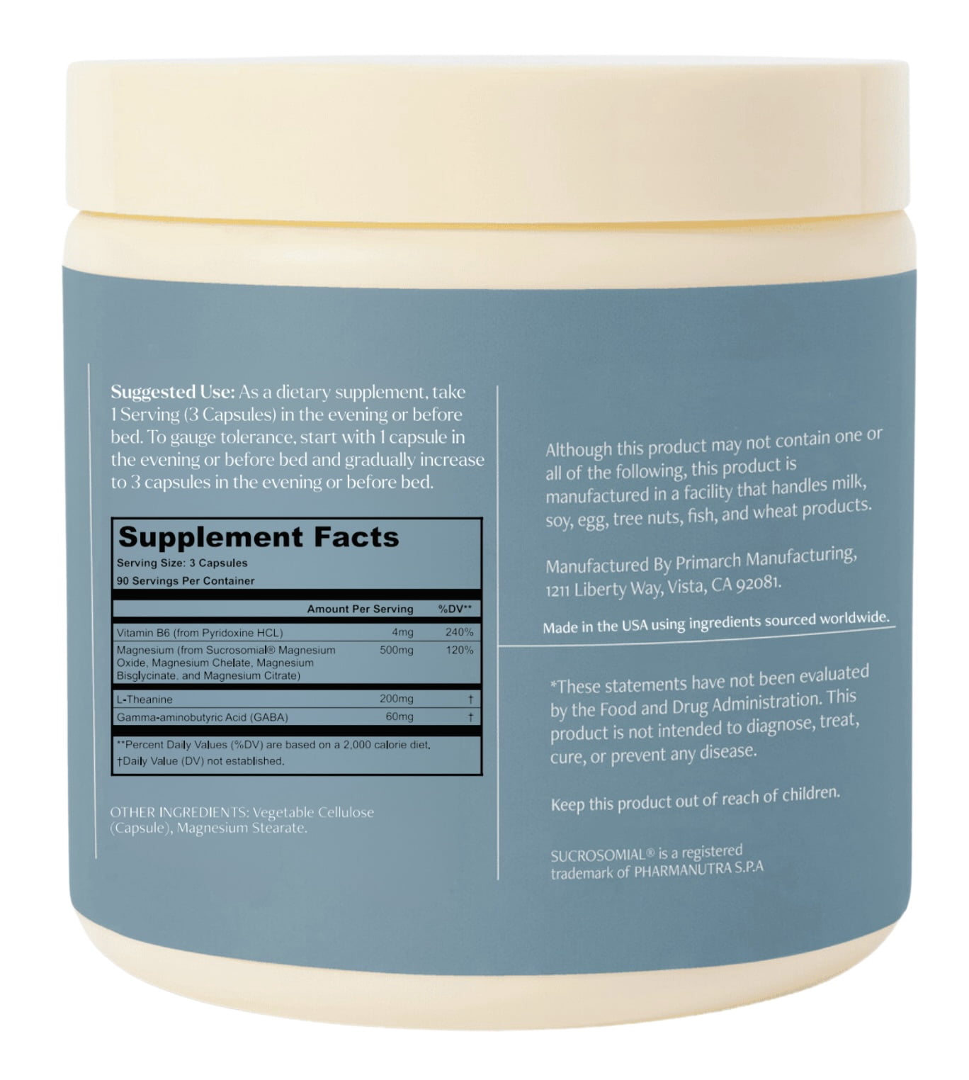 Be Well by Kelly Magnesium Glycinate Supplement with GABA & L-Theanine for Daily Stress Relief & Deep, Restful Sleep (90 Servings, 270 Capsules)