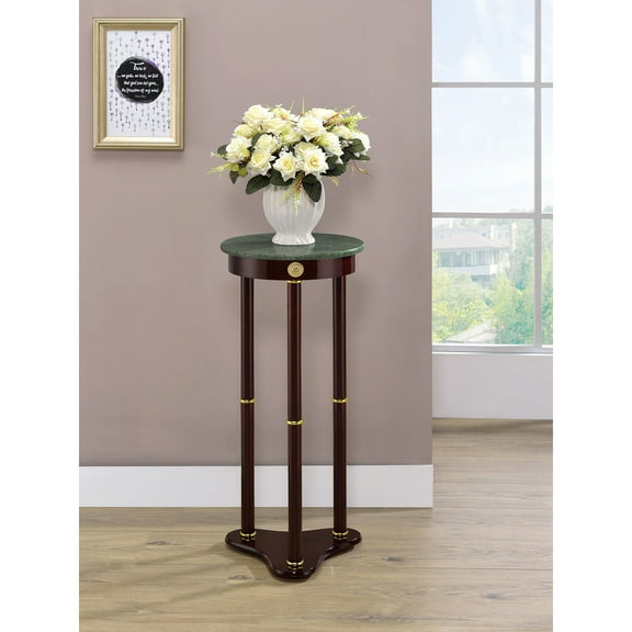 Dining Tables Elna Merlot and Green Accent Side Table with Round Top Plant Stand,Coffee Tables
