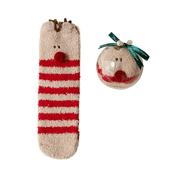 XUFLVPSEF Birthday Socks with Velvet Thickened Coral Velvet Acrylic Christmas Socks for Men Women Compression Socks for Women White