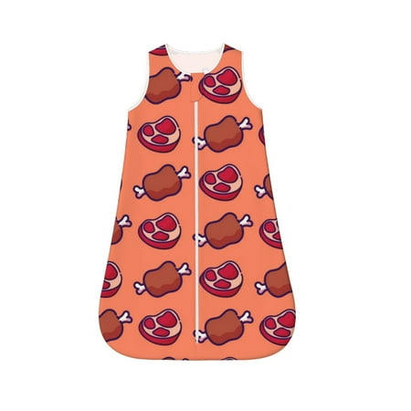 

Fotbe Cartoon Meat Pattern Sleep Sack - Baby Wearable Blanket with Zipper Extra Soft Cotton Sleeveless Sleeping Bag for Infants-Medium