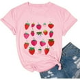 thumbnail image 4 of Women's Tops Casual Loose Printed Short Sleeve T Shirt Plus Size Blouses,Pink,M, 4 of 4
