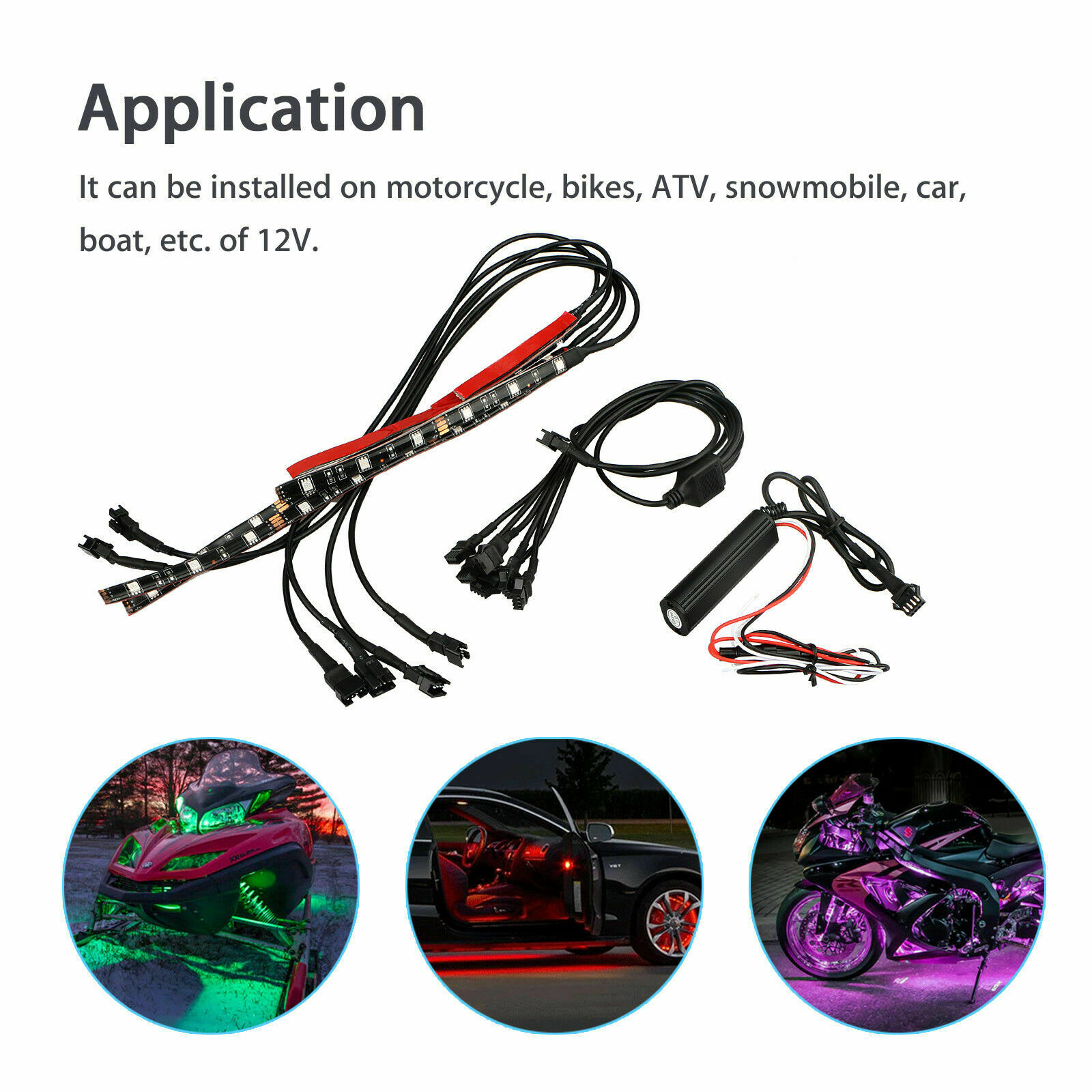 6PCS Motorcycle LED Light Kit Strip RGB Waterproof with Wireless