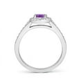 thumbnail image 2 of ANGARA Natural Classic Oval Amethyst Halo Ring with Diamond Accents in 14K White Gold for Women (Size-6x4mm) | February Birthstone, Anniversary, Jewelry Gift for Women | Natural Amethyst Ring, 2 of 8