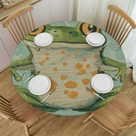

Autua Frog Starfish Pattern Round Tablecloth 100% Polyester Washable Waterproof Stain-Resistant for Home Kitchen Outdoor Decoration 31 -35
