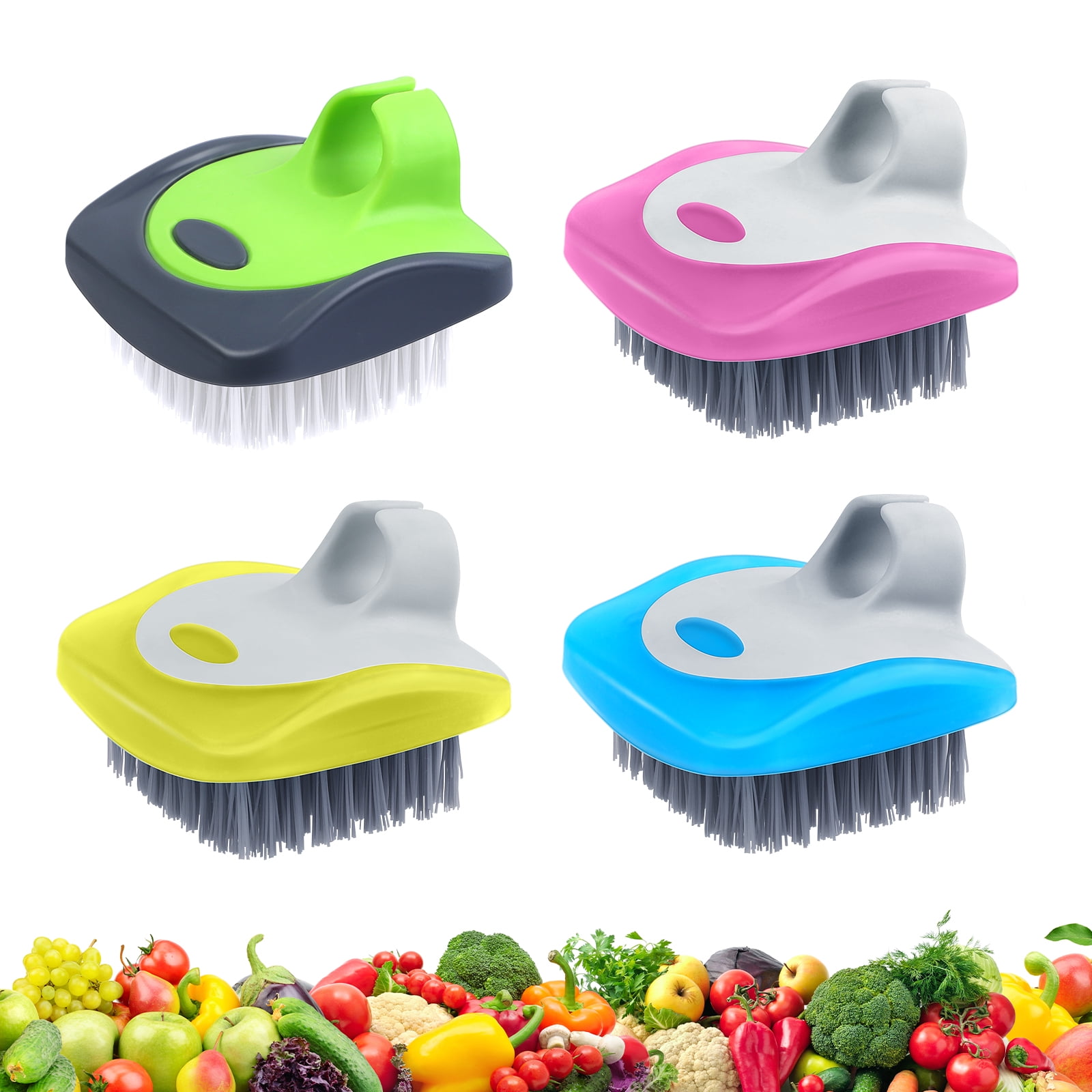 Vegetable Brush - Potato Scrubber Brush, Non-slip Durable Handle With Hook,  Easy To Use And Storage, Perfect For Potato, Radish, Cleaning & Peel, 2 Pa
