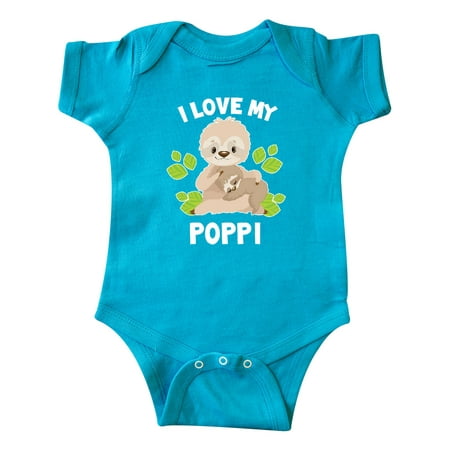 

Inktastic Cute Sloth I Love My Poppi with Green Leaves Gift Baby Boy or Baby Girl Bodysuit