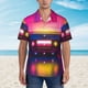 thumbnail image 2 of Balery Neon Cassette Tape Camisas hawaianas de manga corta para hombre, camisas playeras de corte holgado, camisas de vacaciones con botones,Large, 2 of 7