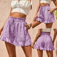 thumbnail image 2 of GEWSEY Womens Skorts Floral Ruffled Chiffon Flowy Shorts Summer Flared Mini Skirts Purple, 3XL, 2 of 9
