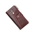 thumbnail image 2 of Jumpingount Cartera de mujer con cremallera, monedero de repuesto, tarjetero Rectangular, carpeta de fotos, compartimento para efectivo, monedero, Carteras Vino rojo, 2 of 6
